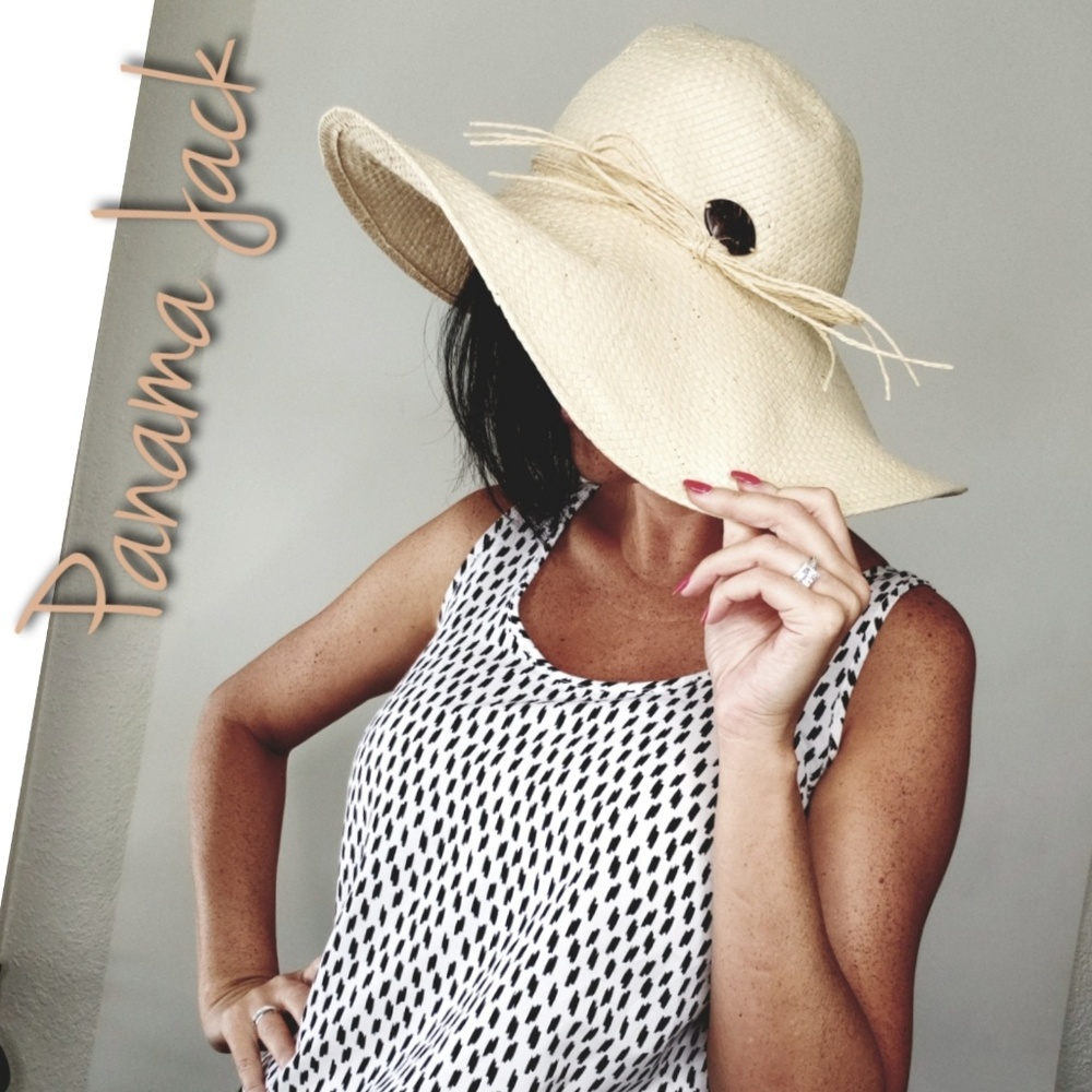 PANAMA JACK straw floppy sun beach hat